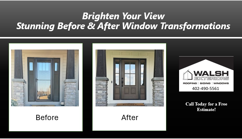 Before and after of window and door replacement transformation